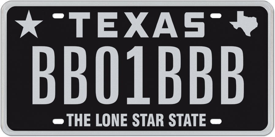 Pre-order - Classic Black-Silver Specialty plate in Texas
