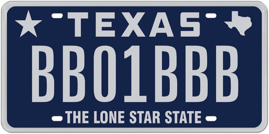 Pre-order - Classic Blue-Silver Specialty plate in Texas