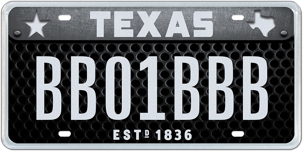 Register Your Interest - Brushed Metal Grill - Specialty plate in Texas