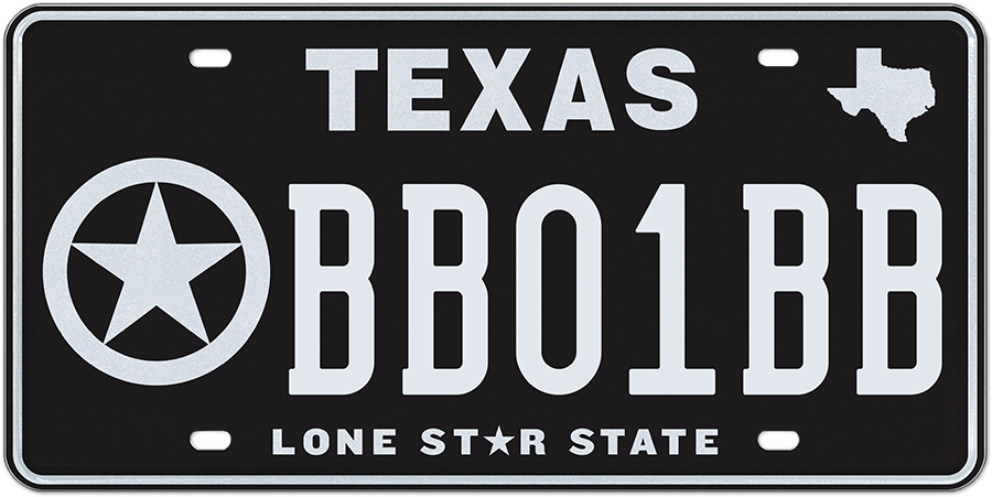 Register Your Interest - Lone Star Badge Black - Specialty plate in Texas