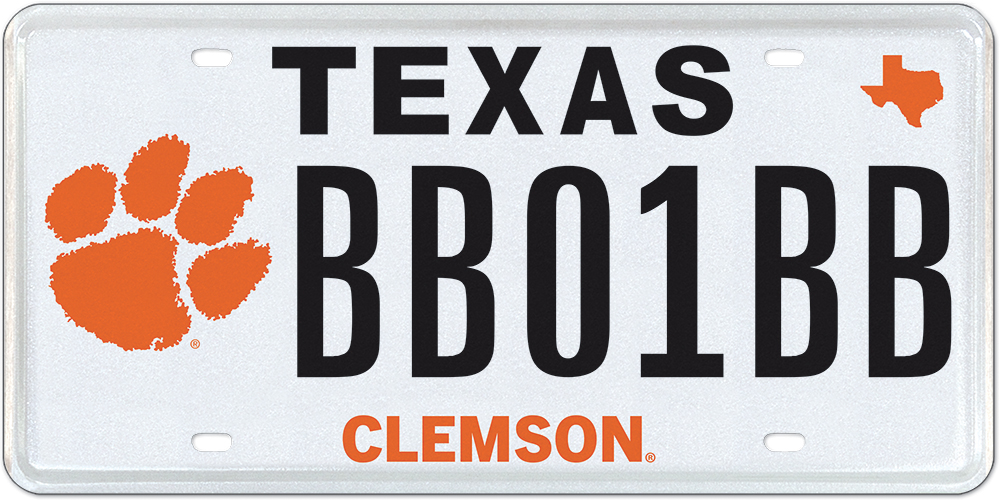 Clemson University  - Specialty plate in Texas