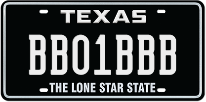 Pre-order - Black White Premium Embossed - Specialty plate in Texas